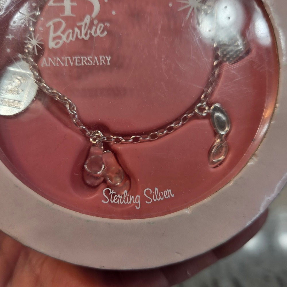 Vintage Hallmark Barbie 45th Anniversary Sterling Silver Charm Bracelet 2004 - Picture 3 of 10